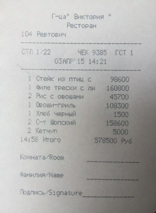 Партнера Азаренко поразил счет в минском ресторане: 578 500 рублей за обед