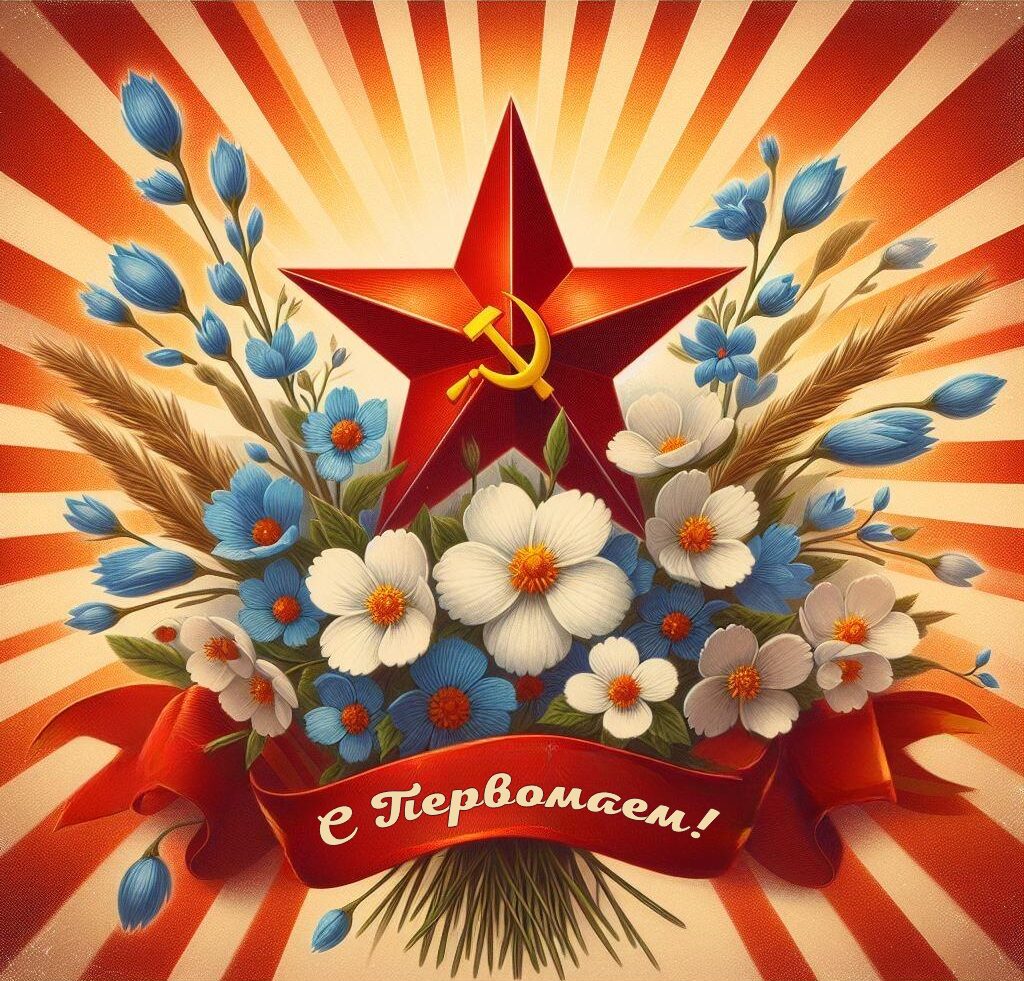 30+ открыток «С 1 Мая 2025»: скачать бесплатно и распечатать советские ...