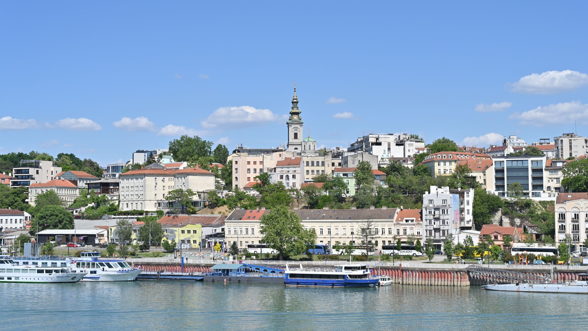 Набережная реки Сава в Белграде, Сербия.